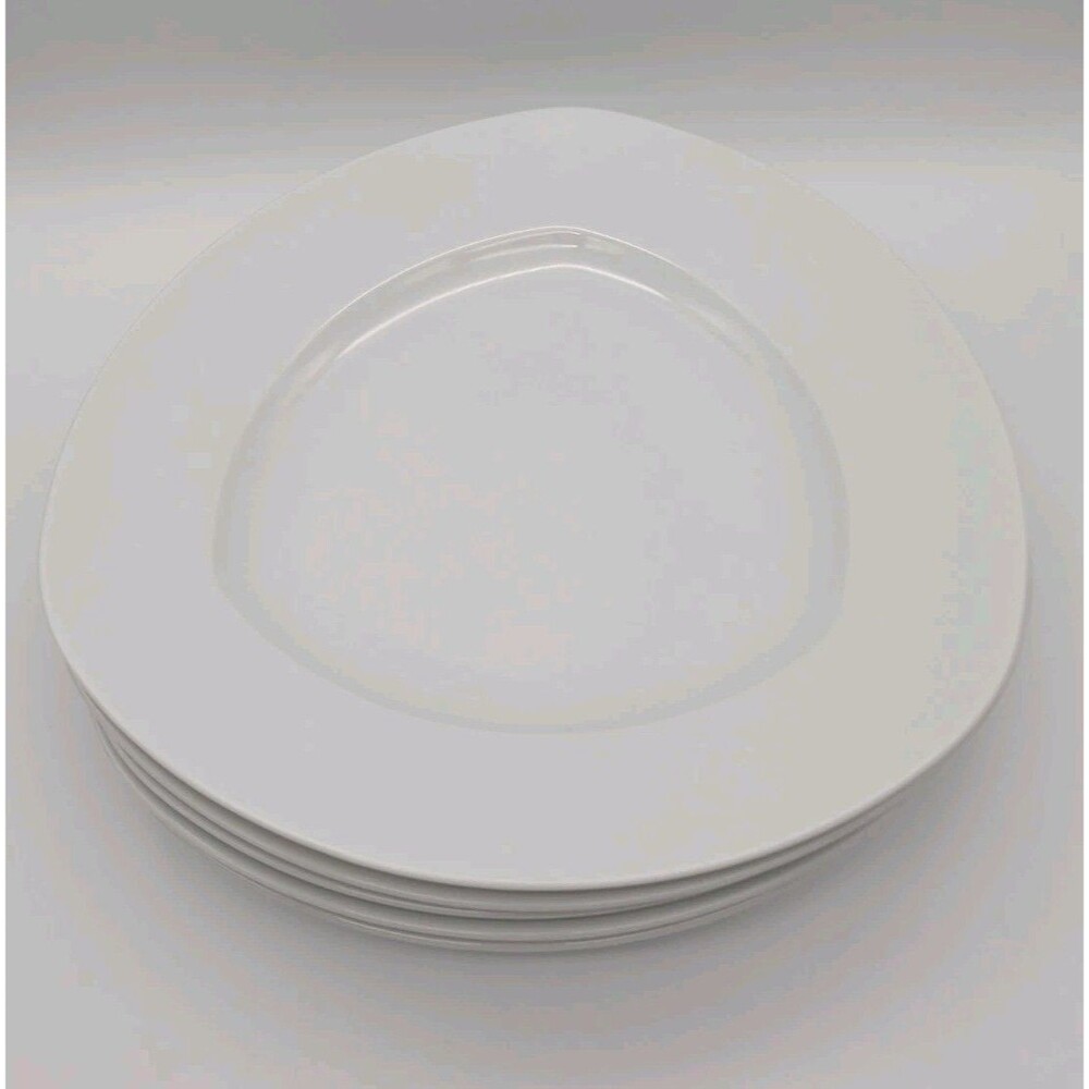 5 Crate & Barrel Soft Triangle Plates White Large 12"